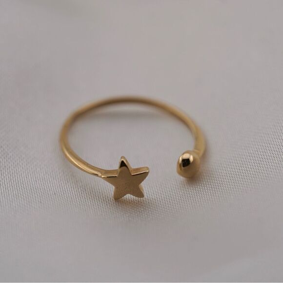 14k Solid Gold Star Ring | Birthday Gift | Everyday Jewelry | Minimal Jewelry | - Picture 4 of 6